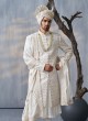 Men's Wedding White Embroidered Sherwani With Dupatta